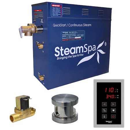 Steamspa Oasis 7.5 KW Bath Generator with Auto Drain in Brushed Nickel OAT750BN-A